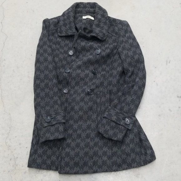 Romy Charcoal Wool Blend Pea Coat 